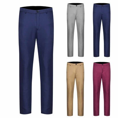 Fengqque Mens Daily Comfort Dress Pants Slim Fit Button Stretch Chino Straight-leg Pants Wine 8(XL)